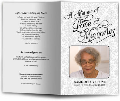 Lifetime Funeral Program Template - The Funeral Program Site