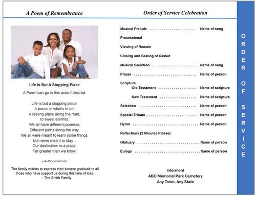 Lighthouse 8 - Sided Funeral Graduated Program Template - The Funeral Program Site