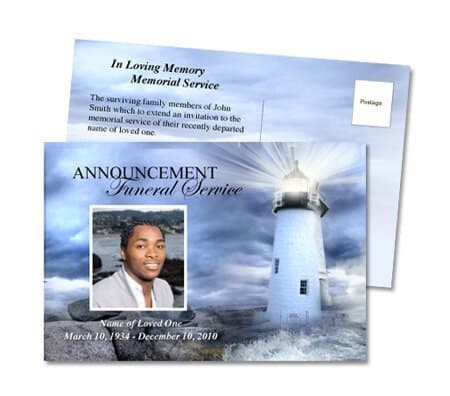 Lighthouse Funeral Announcement Template - The Funeral Program Site