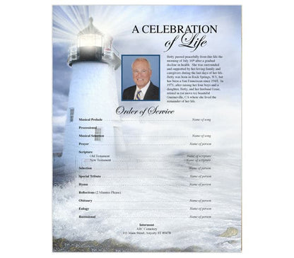 Lighthouse Funeral Flyer Template - The Funeral Program Site