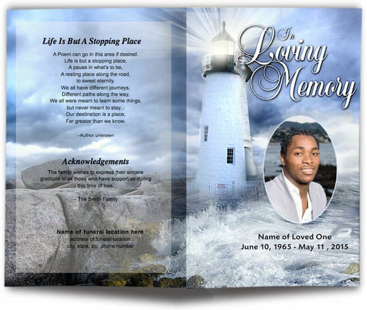 Lighthouse Funeral Program Template - The Funeral Program Site