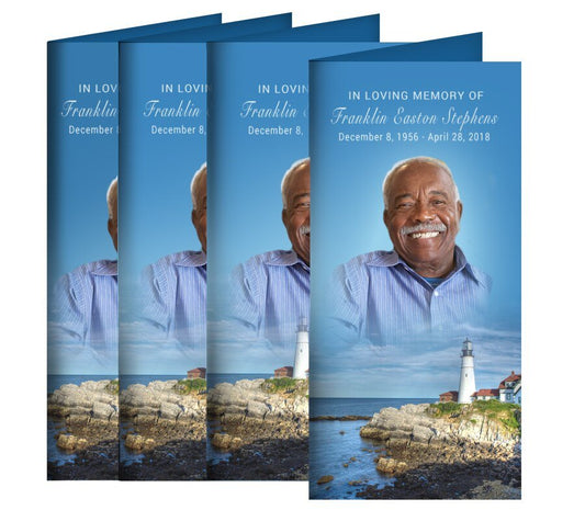 Lighthouse Long Fold Program Design & Print (Pack of 50) - The Funeral Program Site