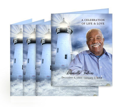 Lighthouse Memorial Cards Done For You Design & Print (Pack of 50) - The Funeral Program Site