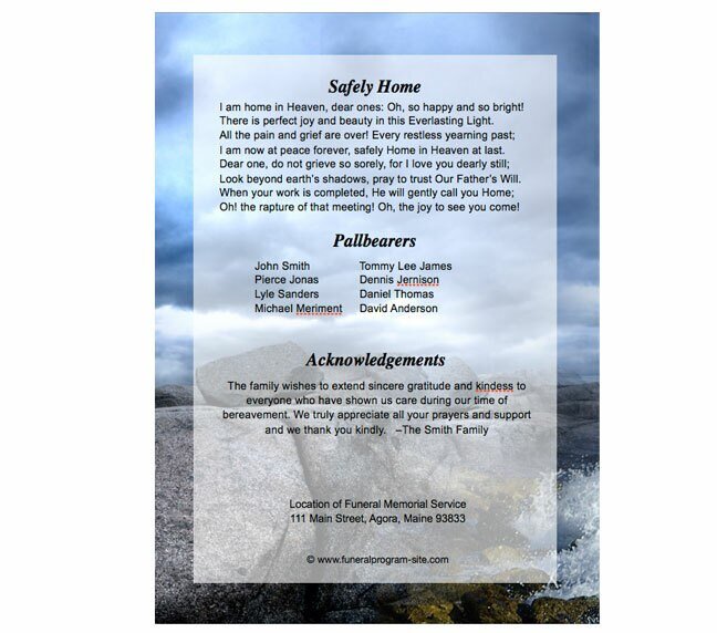 Lighthouse Small Memorial Card Template - The Funeral Program Site