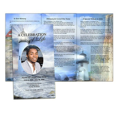 Lighthouse TriFold Funeral Brochure Template - The Funeral Program Site