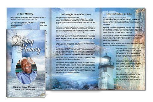 Lighthouse TriFold Funeral Brochure Template - The Funeral Program Site