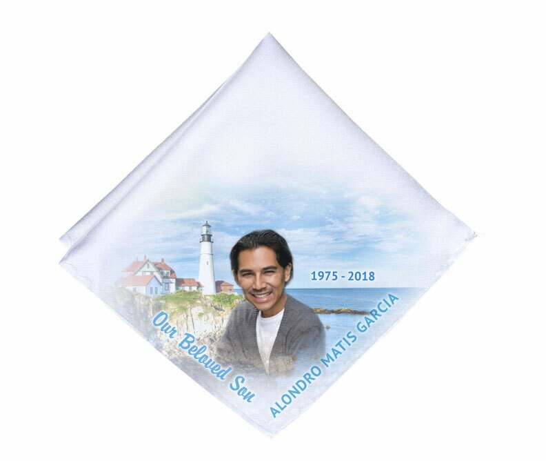 Lighthouse View Personalized Memorial Handkerchief - The Funeral Program Site