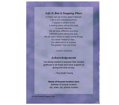 Lilac 8 - Sided Funeral Graduated Program Template - The Funeral Program Site