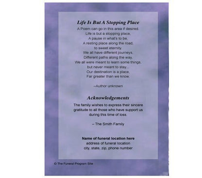 Lilac 8 - Sided Funeral Graduated Program Template - The Funeral Program Site