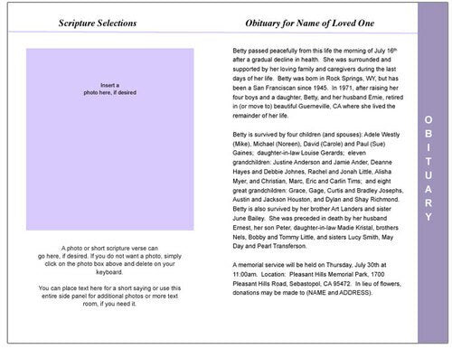 Lilac 8 - Sided Funeral Graduated Program Template - The Funeral Program Site