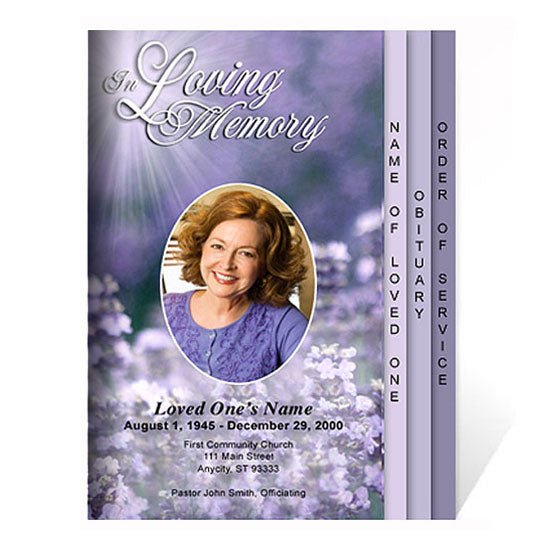 Lilac 8 - Sided Funeral Graduated Program Template - The Funeral Program Site