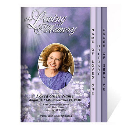 Lilac 8 - Sided Funeral Graduated Program Template - The Funeral Program Site