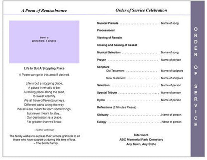 Lilac 8 - Sided Funeral Graduated Program Template - The Funeral Program Site