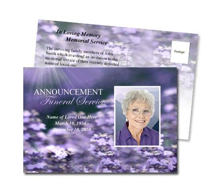 Lilac Funeral Announcement Template - The Funeral Program Site