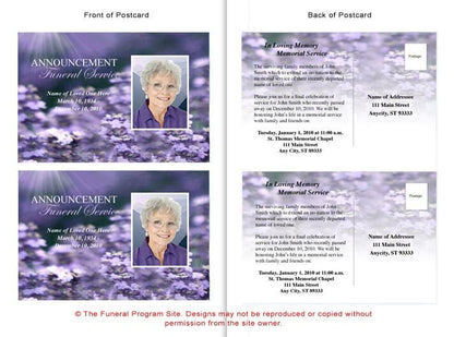 Lilac Funeral Announcement Template - The Funeral Program Site