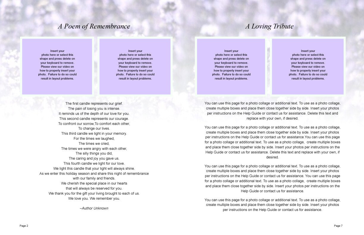 Lilac Funeral Booklet Template - The Funeral Program Site