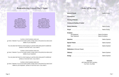 Lilac Funeral Booklet Template - The Funeral Program Site