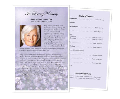 Lilac Funeral Flyer Half Sheets Template - The Funeral Program Site