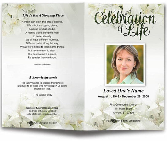 Lily Funeral Program Template - The Funeral Program Site