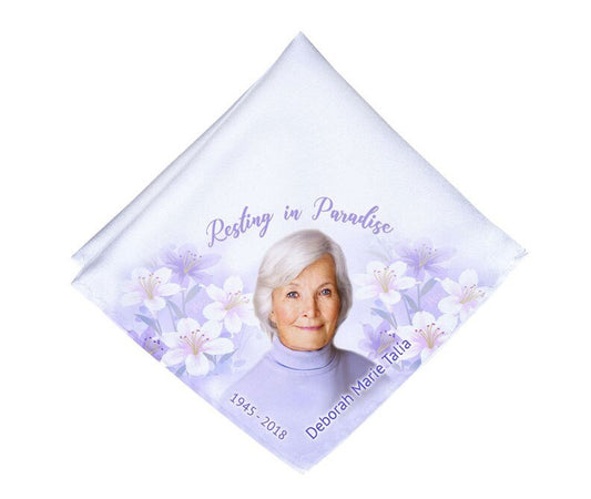 Lily of the Valley Personalized Memorial Handkerchief - The Funeral Program Site