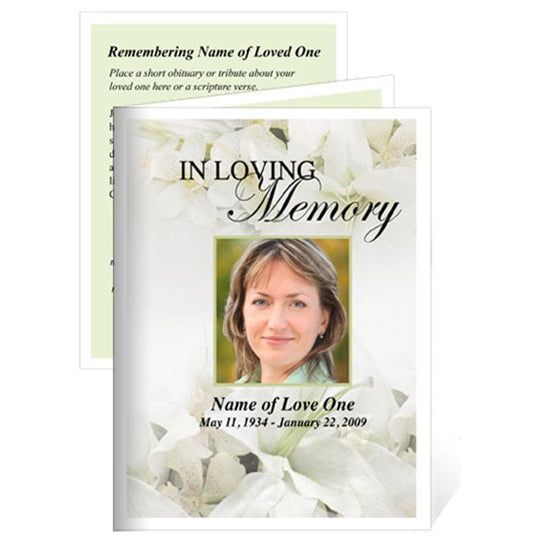 Lily Small Memorial Card Template - The Funeral Program Site