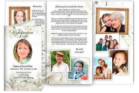 Lily Tri Fold Funeral Brochure Template - The Funeral Program Site