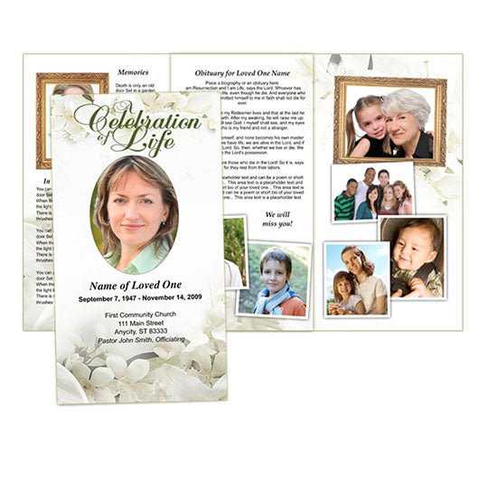 Lily Tri Fold Funeral Brochure Template - The Funeral Program Site