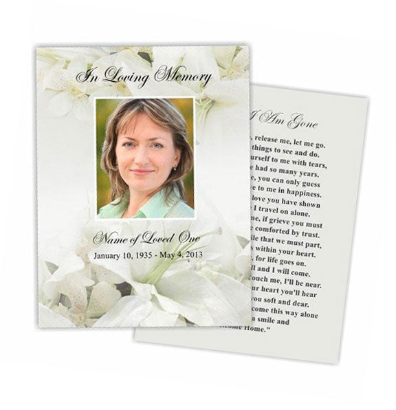 Lily DIY Funeral Card Template | Memorial Card – The Funeral Program Site