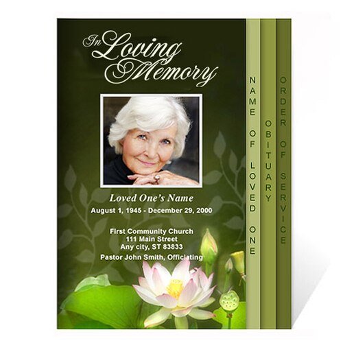 Lotus 8 - Sided Funeral Graduated Program Template - The Funeral Program Site