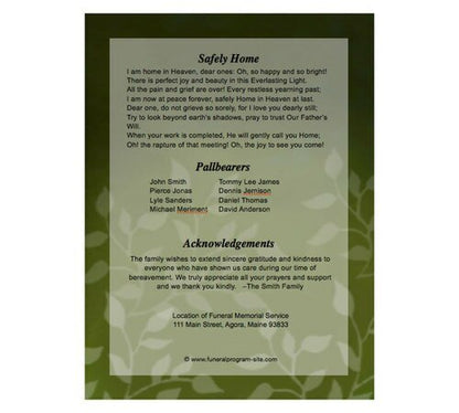 Lotus 8 - Sided Funeral Graduated Program Template - The Funeral Program Site