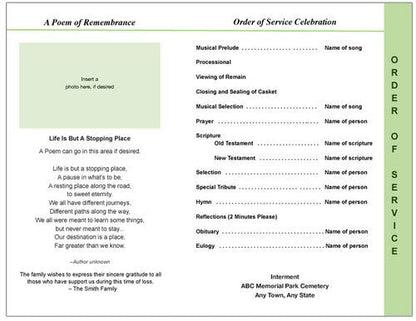 Lotus 8 - Sided Funeral Graduated Program Template - The Funeral Program Site