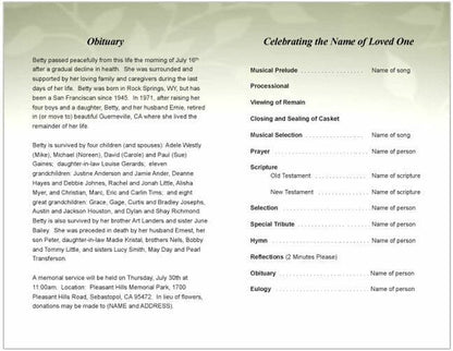 Lotus Funeral Program Template - The Funeral Program Site