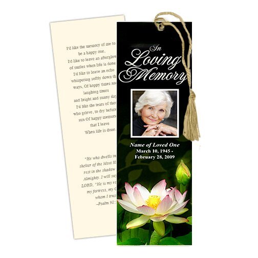 Lotus Memorial Bookmark Template - The Funeral Program Site