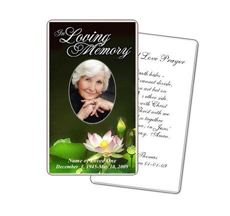 Lotus Prayer Card Template - The Funeral Program Site