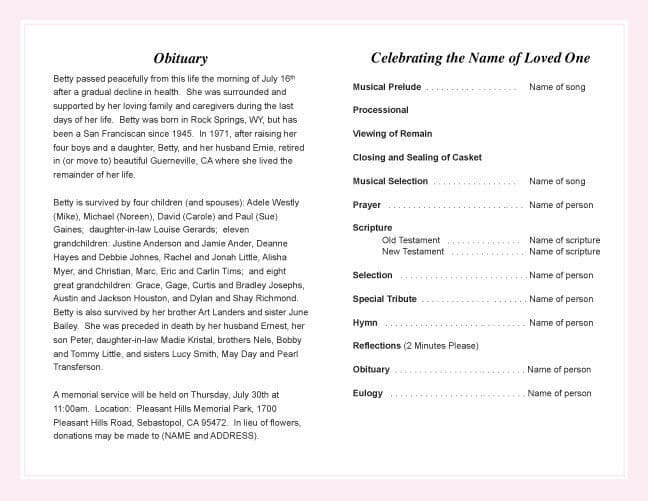 Lovely Funeral Program Template - The Funeral Program Site