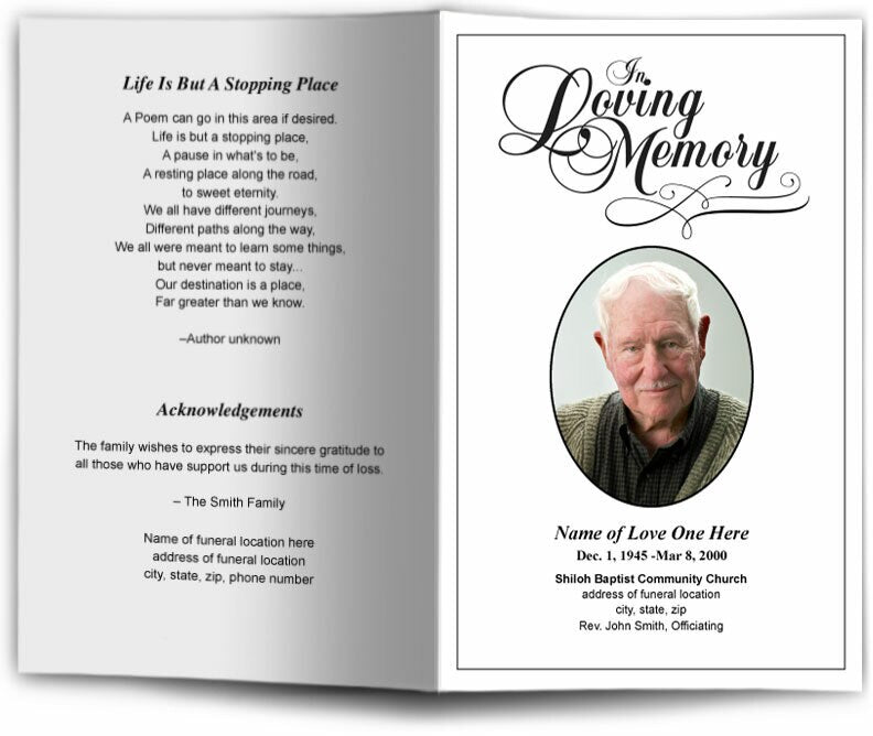 Loving Funeral Program Template - The Funeral Program Site