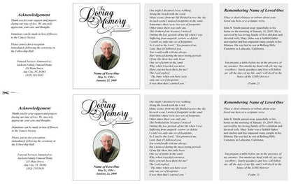 Loving Small Memorial Card Template - The Funeral Program Site