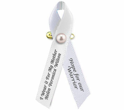 Lung Cancer Ribbon (Pearl White) - Pack of 10 - The Funeral Program Site