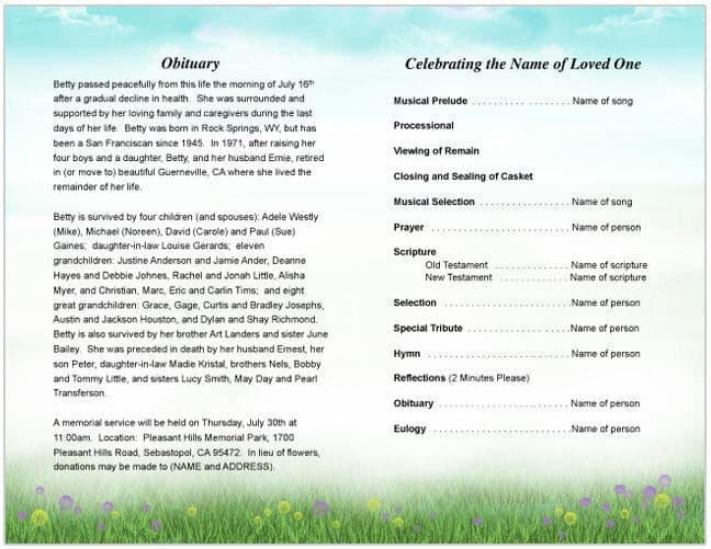 Madonna Funeral Program Template - The Funeral Program Site