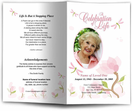 Magnolia Funeral Program Template - The Funeral Program Site