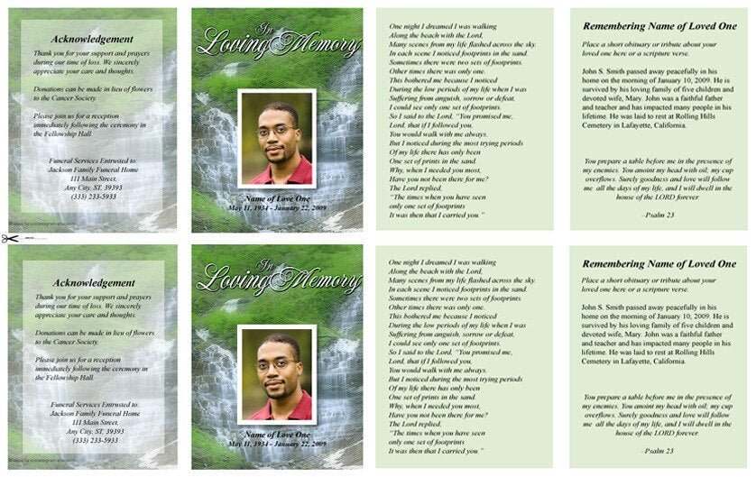 Majestic Small Memorial Card Template - The Funeral Program Site