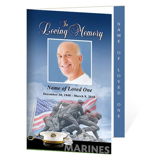 Marines 4 - Sided Graduated Funeral Program Template - The Funeral Program Site