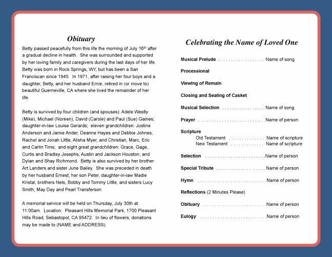 Marines Funeral Program Template - The Funeral Program Site