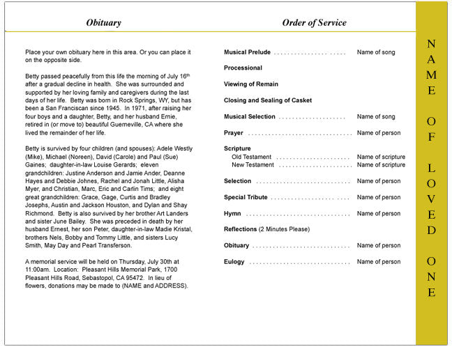 Melody 4 - Sided Graduated Funeral Program Template - The Funeral Program Site