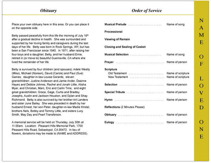 Melody 4 - Sided Graduated Funeral Program Template - The Funeral Program Site