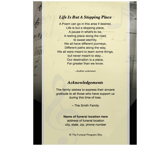 Melody 4 - Sided Graduated Funeral Program Template - The Funeral Program Site