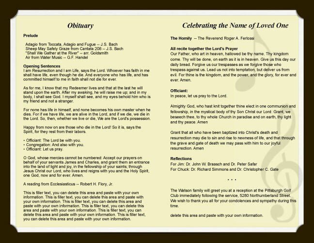 Melody Funeral Program Template - The Funeral Program Site