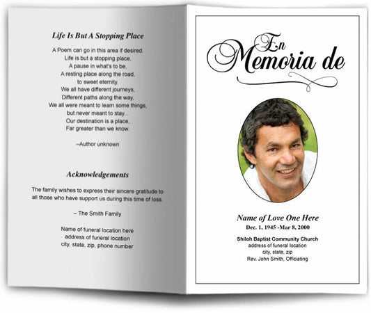 Memoria Funeral Program Template - The Funeral Program Site