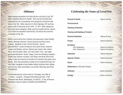 Messenger Funeral Program Template - The Funeral Program Site