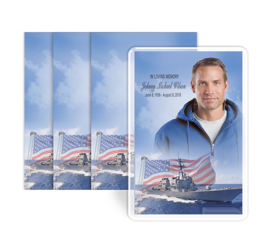 Military Navy Funeral Prayer Card Design & Print (Pack of 50) - The Funeral Program Site